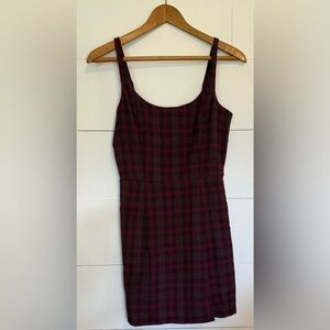 Aeropostale Burgundy Plaid Mini Dress with Pockets Size S